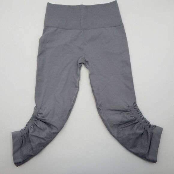 Lululemon In The Flow Crop Leggings Women's Gray Ruched Leg Capri Sz 4 - Picture 1 of 9